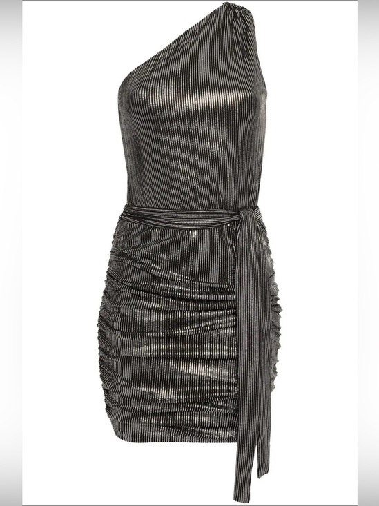 Melissa Odabash Dresses & Skirts - Melissa Odabash One-Shoulder Ruched
Metallic Ribbed Knit Mini Dress XS